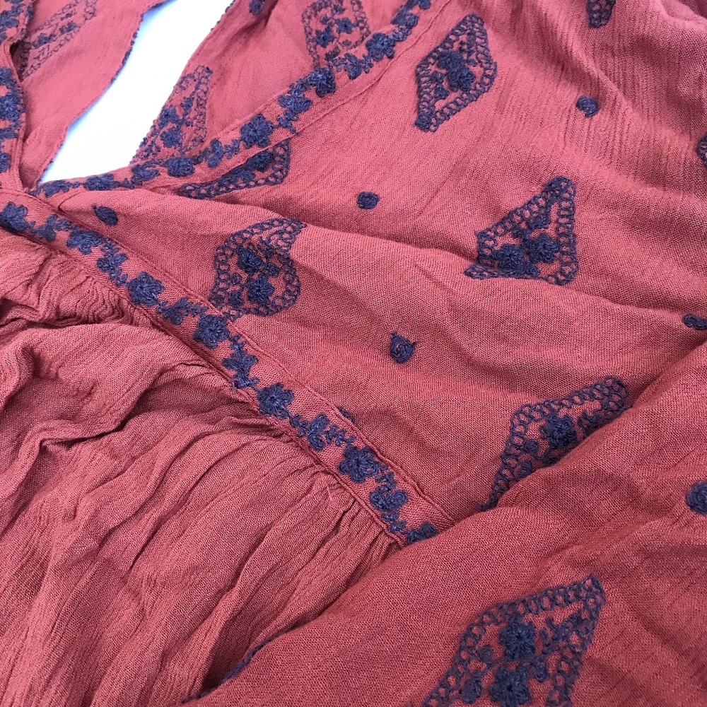 Free People Tunic Embroidered with Bell Sleeves